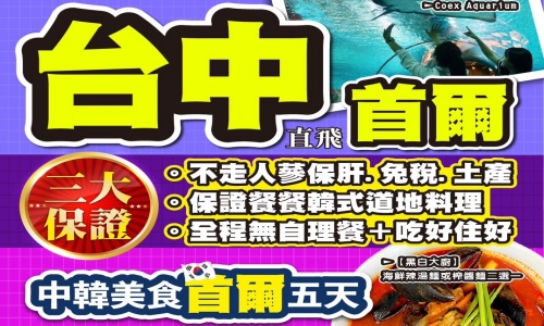 【台中出發.大韓航空】《不走人蔘+保肝店》中韓美食浪漫首爾超級促銷(含來回機上餐食)~COCONUT BOX(IG網紅打卡咖啡廳)、普羅旺斯村、美人魚秀、星空圖書館、拉麵DIY體驗館、首爾明洞五天