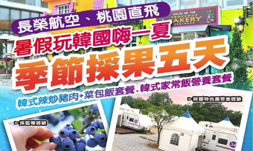 【長榮航空、桃園直飛】不走人蔘+保肝+免稅店+土產店>搭長榮玩韓國嗨一夏(獨家特別入住露營車)~季節採果樂~採藍莓體驗、普羅旺斯村、蘇來濕地生態公園、香草樂園、恩平韓屋村、首爾明洞五天