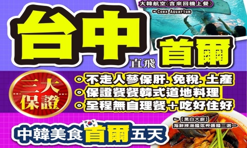 8月《不走人蔘+保肝店》中韓美食浪漫首爾超級促銷(升等兩晚國際五星酒店)~COCONUT BOX、普羅旺斯村、美人魚秀、星空圖書館、拉麵DIY體驗館、首爾明洞五天【台中出發.大韓航空.含來回機上餐食】